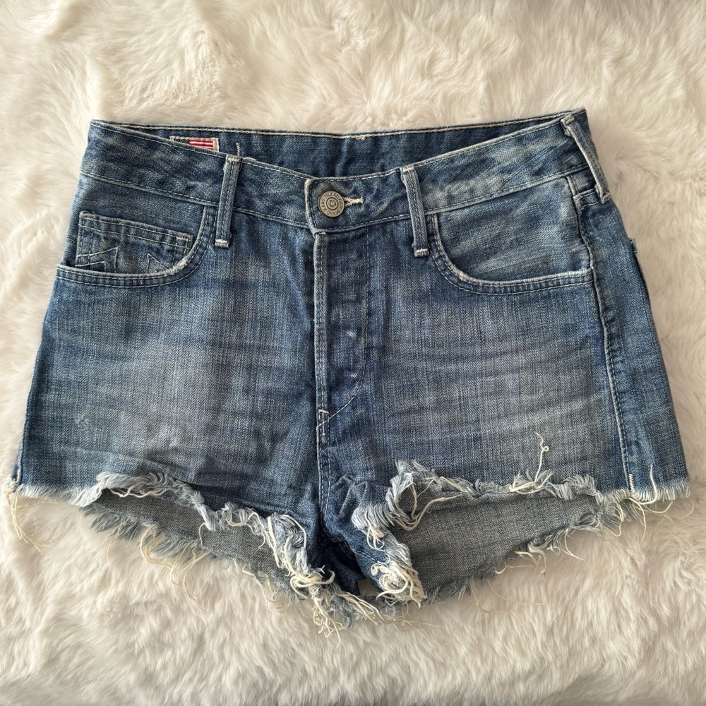 True Religion Jean Shorts Womens 28 Cadence Cut-off Button Fly Fray Denim